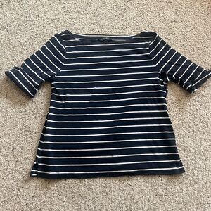 Ralph Lauren Black Label Navy and White Striped Short Sleeve Tee